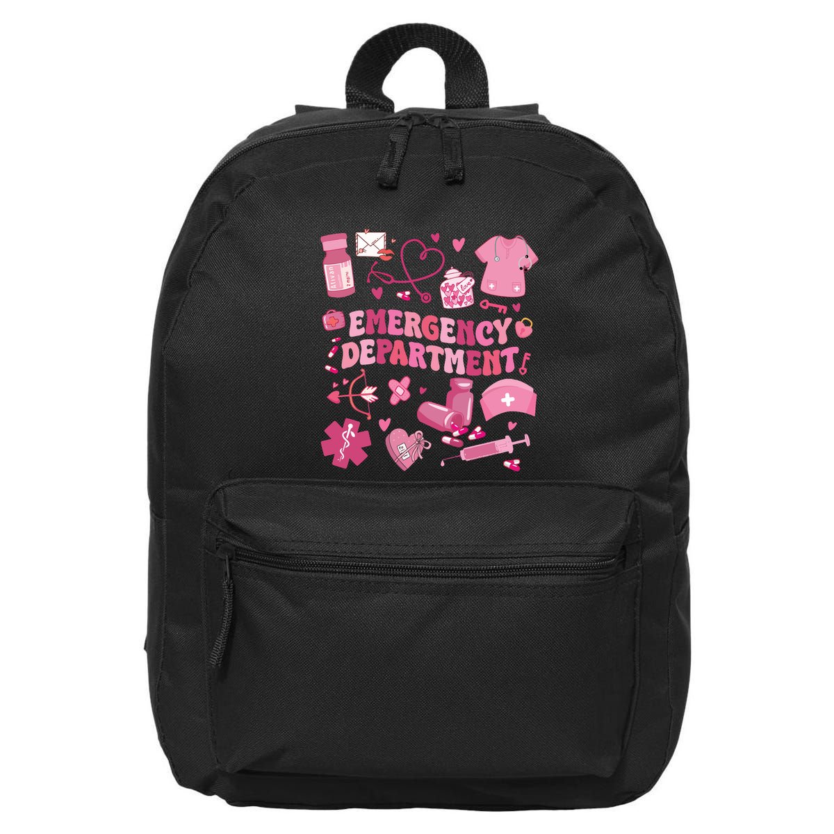 Emergency Department Valentine Funny Er Nurse 16 in Basic Backpack
