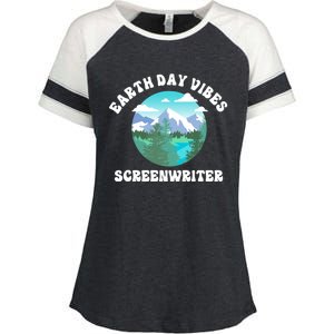 Earth Day Vibes Screenwriter Gift Enza Ladies Jersey Colorblock Tee