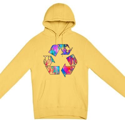 Earth Day Vintage Recycle Reduce Reuse Waste Logo Gift Premium Pullover Hoodie