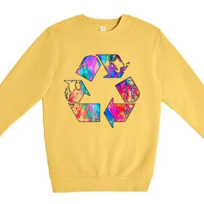 Earth Day Vintage Recycle Reduce Reuse Waste Logo Gift Premium Crewneck Sweatshirt