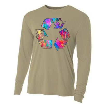 Earth Day Vintage Recycle Reduce Reuse Waste Logo Gift Cooling Performance Long Sleeve Crew