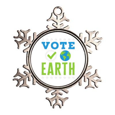 Earth Day Vote Earth Planet Environmental Awareness Metallic Star Ornament