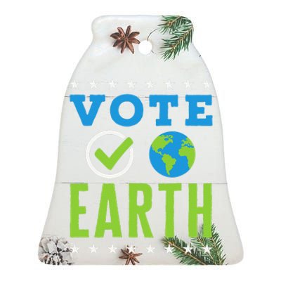 Earth Day Vote Earth Planet Environmental Awareness Ceramic Bell Ornament