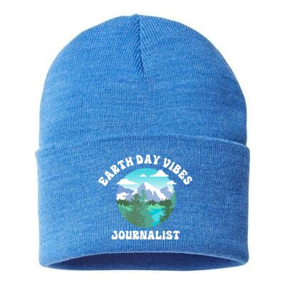 Earth Day Vibes Journalist Gift Sustainable Knit Beanie