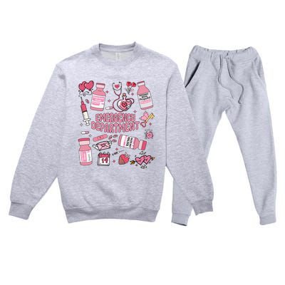 Emergency Department Valentine Er Nurse Premium Crewneck Sweatsuit Set