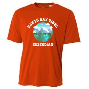 Earth Day Vibes Custodian Cute Gift Cooling Performance Crew T-Shirt