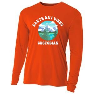 Earth Day Vibes Custodian Cute Gift Cooling Performance Long Sleeve Crew