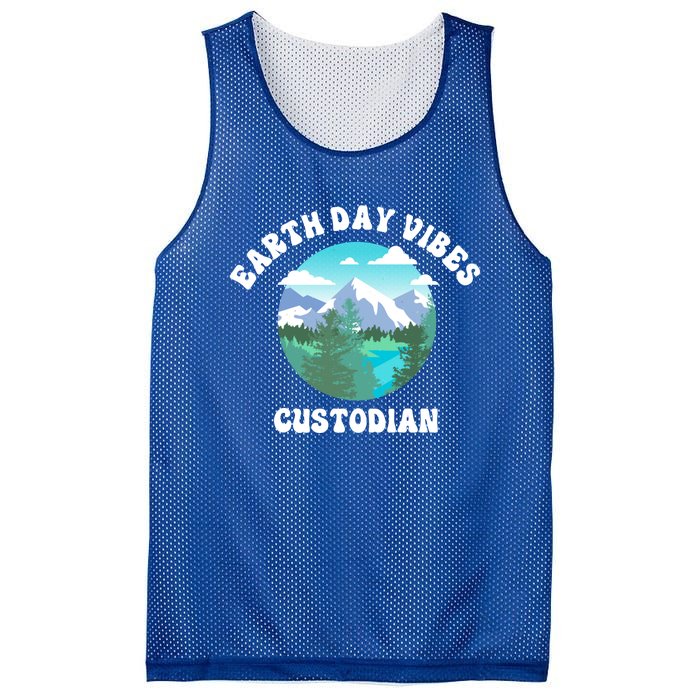 Earth Day Vibes Custodian Cute Gift Mesh Reversible Basketball Jersey Tank