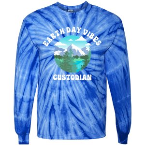 Earth Day Vibes Custodian Cute Gift Tie-Dye Long Sleeve Shirt