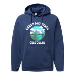 Earth Day Vibes Custodian Cute Gift Performance Fleece Hoodie