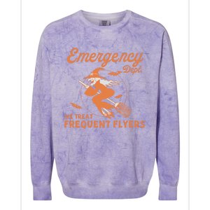 Emergency Dept We Treat Frequent Fliers ER Nurse Halloween Colorblast Crewneck Sweatshirt