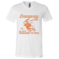 Emergency Dept We Treat Frequent Fliers ER Nurse Halloween V-Neck T-Shirt