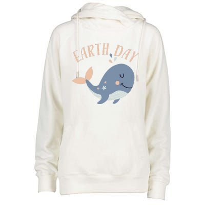 Earth Day Whale Womens Funnel Neck Pullover Hood