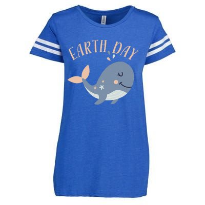 Earth Day Whale Enza Ladies Jersey Football T-Shirt