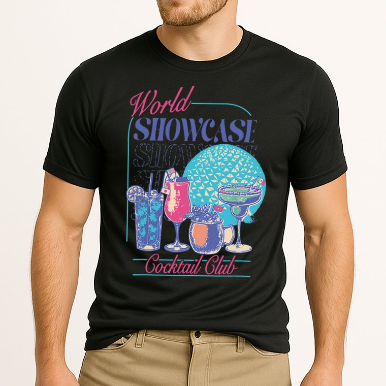 Epcot Drinking World Showcase Cocktail Club Drinking Team Performance Shirt