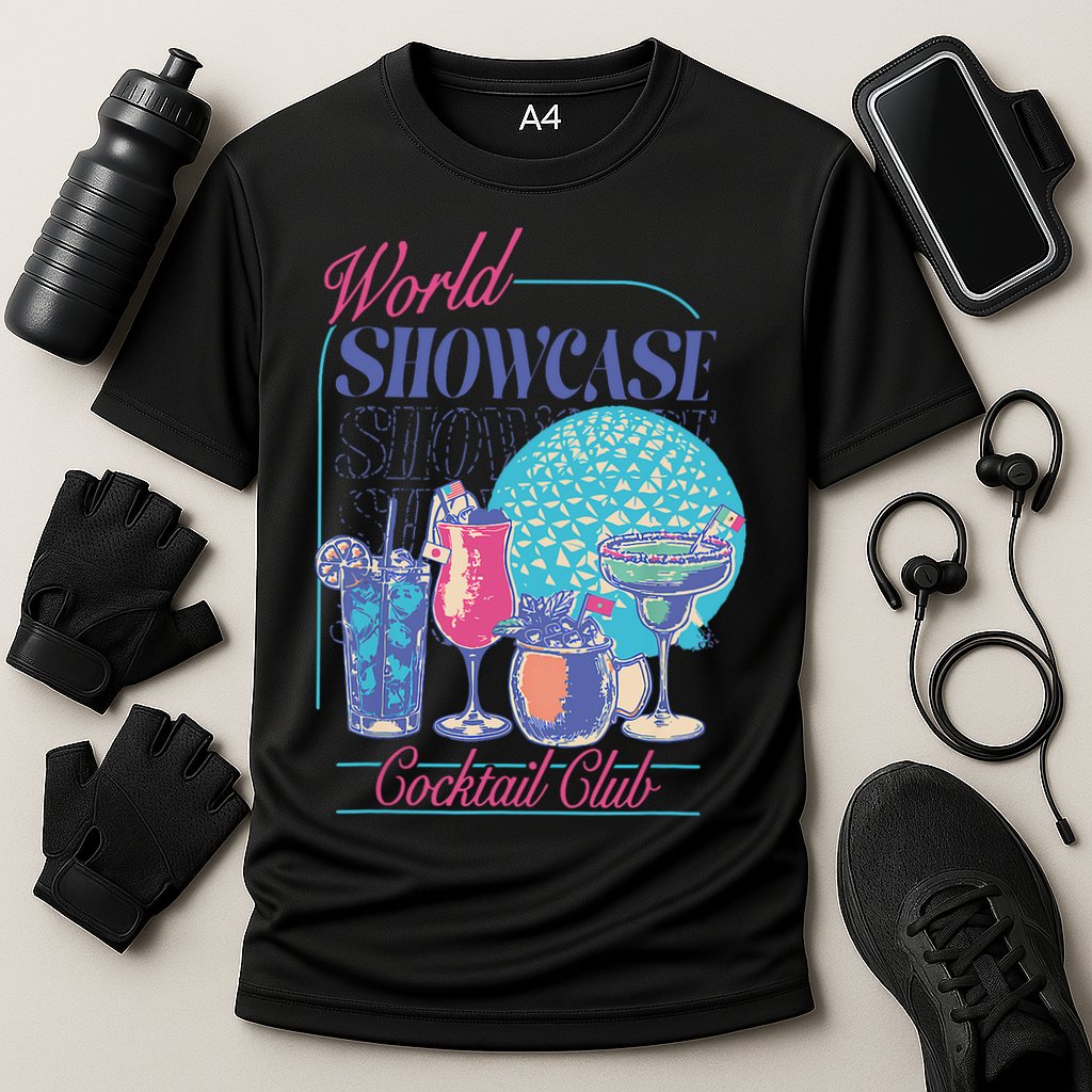 Epcot Drinking World Showcase Cocktail Club Drinking Team Performance Shirt