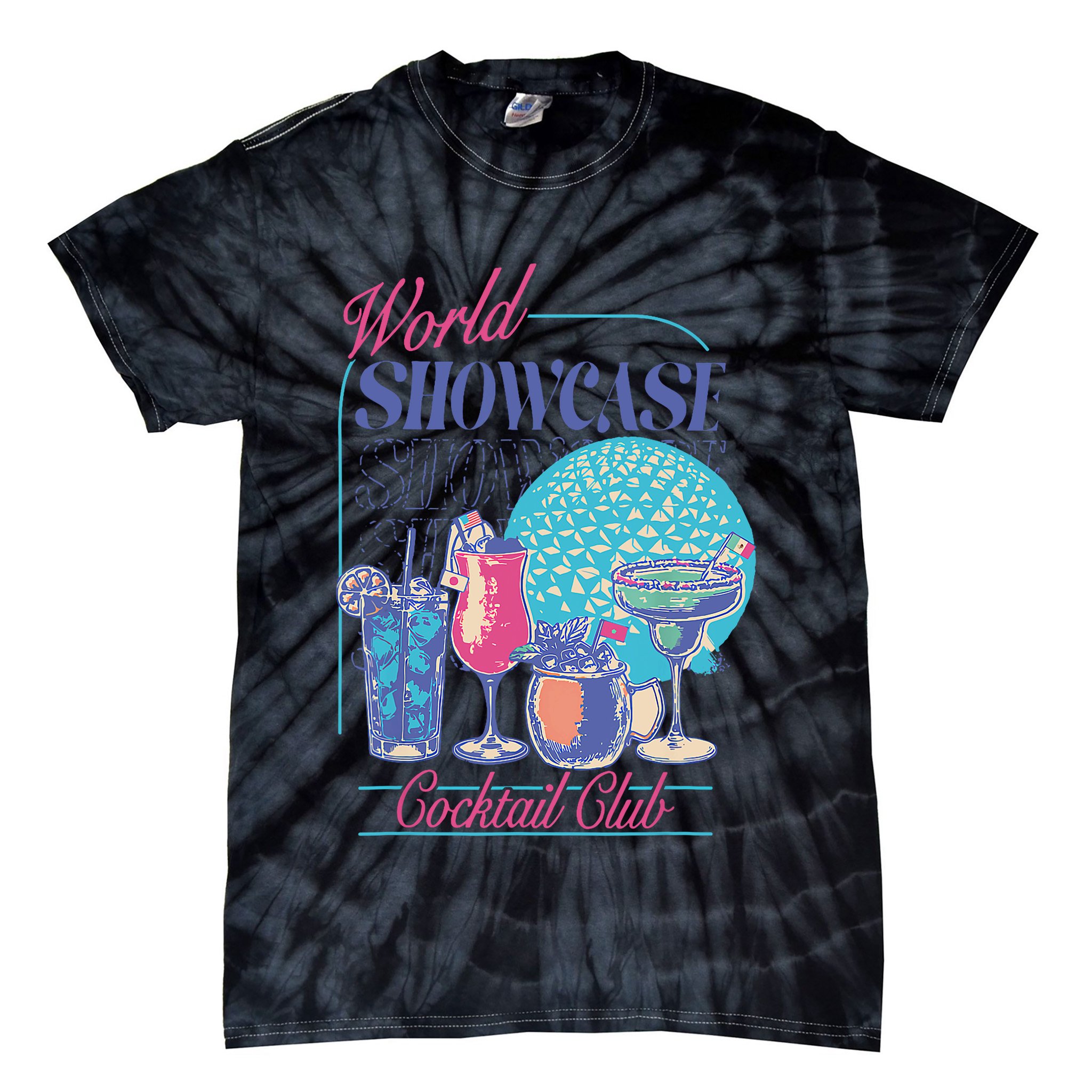 Epcot Drinking World Showcase Cocktail Club Drinking Team Tie-Dye T-Shirt