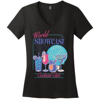 Epcot Drinking World Showcase Cocktail Club Drinking Team Women's V-Neck T-Shirt