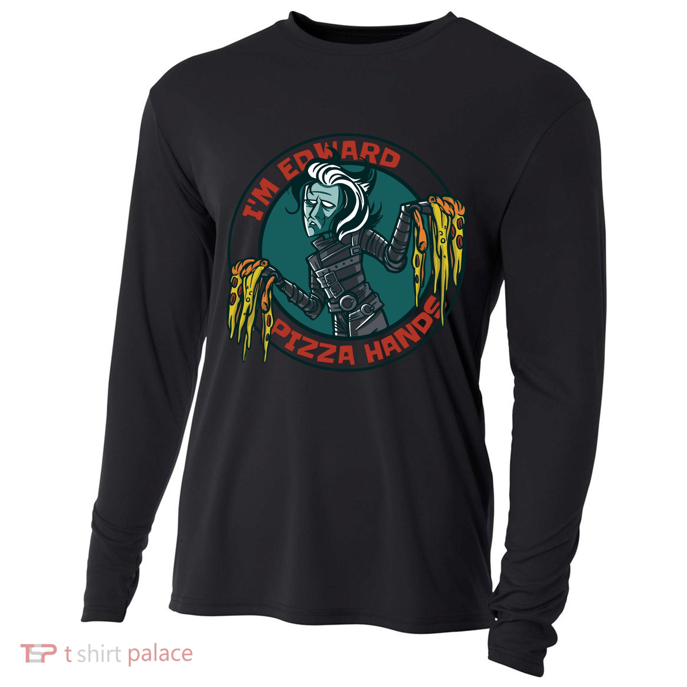 Edward Pizza Hands Parody Cooling Performance Long Sleeve Crew