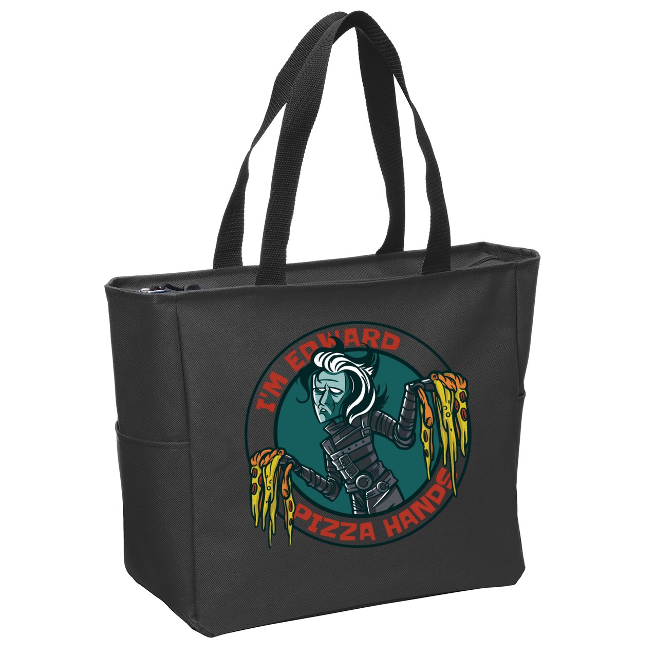 Edward Pizza Hands Parody Zip Tote Bag