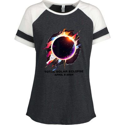 Eclipse Event 2024 Total Solar Eclipse Enza Ladies Jersey Colorblock Tee