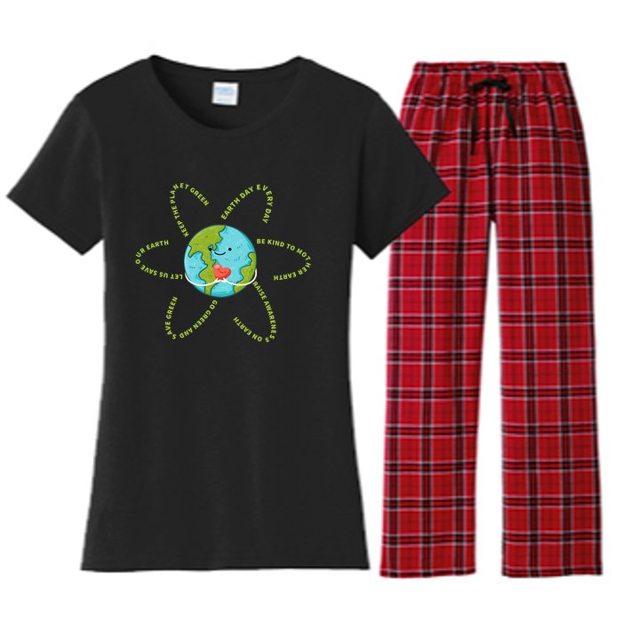 Earthday Everyday 54th Anniversary 2024 Earth Day Women's Flannel Pajama Set