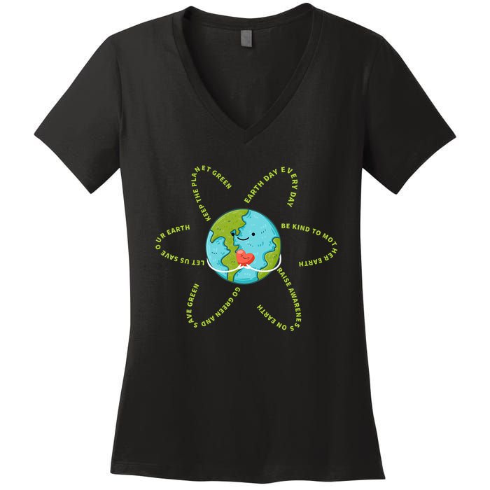 Earthday Everyday 54th Anniversary 2024 Earth Day Women's V-Neck T-Shirt