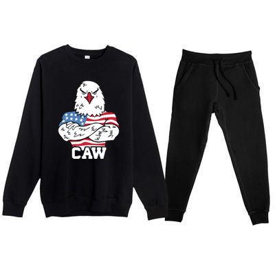 Eagle Eyes American Flag Patriotic 4th Of July USA Gift Premium Crewneck Sweatsuit Set