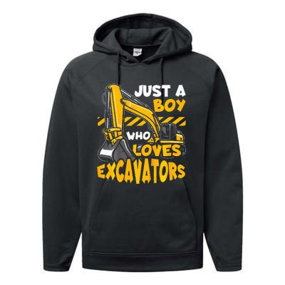 Excavator Enthusiast A Passion for Construction Vehicles Performance Fleece Hoodie