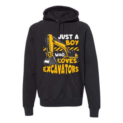 Excavator Enthusiast A Passion for Construction Vehicles Premium Hoodie