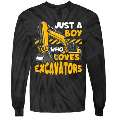 Excavator Enthusiast A Passion for Construction Vehicles Tie-Dye Long Sleeve Shirt