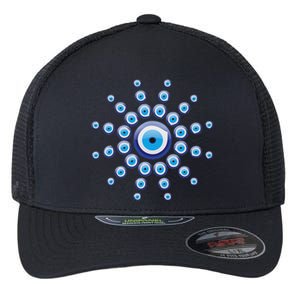 Evil Eye Against Evil Spirits Greek Turkish Eye Nazar Flexfit Unipanel Trucker Cap