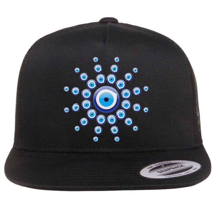 Evil Eye Against Evil Spirits Greek Turkish Eye Nazar Flat Bill Trucker Hat