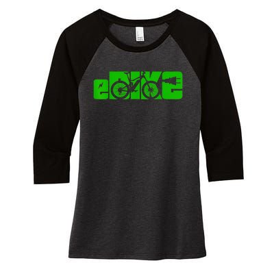 EBike Electric Bicycle Women's Tri-Blend 3/4-Sleeve Raglan Shirt