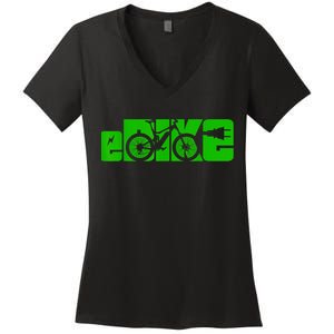 EBike Electric Bicycle Women's V-Neck T-Shirt