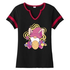 Easter Egg Bunny Gnome Ladies Halftime Notch Neck Tee