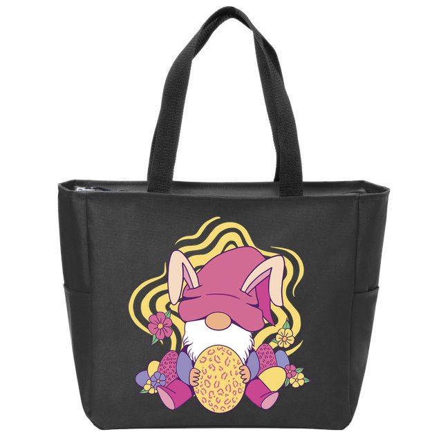 Easter Egg Bunny Gnome Zip Tote Bag