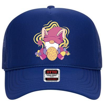 Easter Egg Bunny Gnome High Crown Mesh Back Trucker Hat