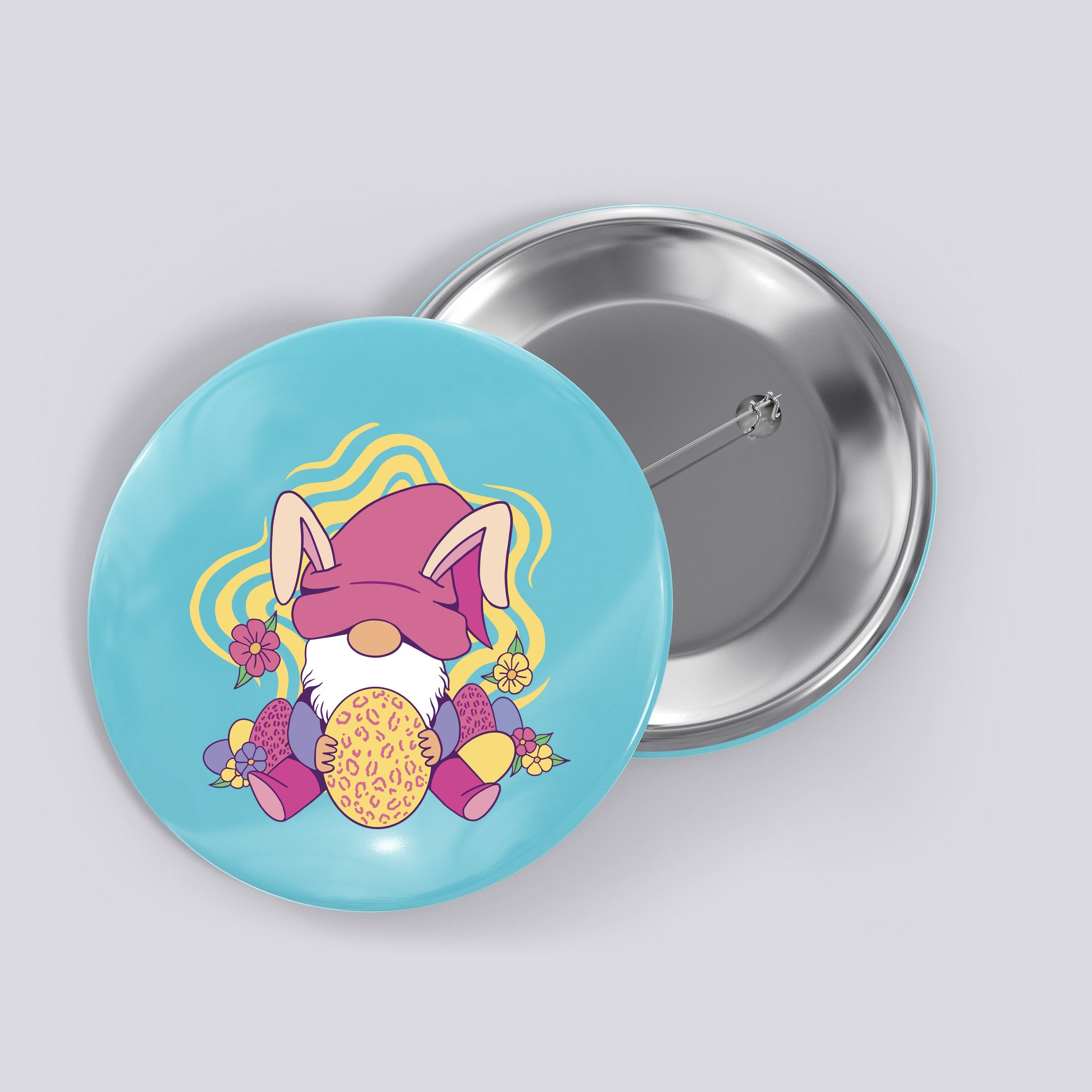 Easter Egg Bunny Gnome Button