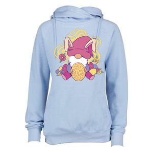 Easter Egg Bunny Gnome Womens Funnel Neck Pullover Hood