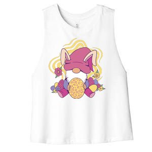 Easter Egg Bunny Gnome Women's Racerback Cropped Tank