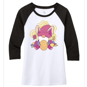 Easter Egg Bunny Gnome Women's Tri-Blend 3/4-Sleeve Raglan Shirt