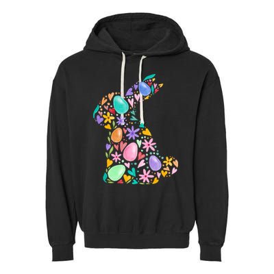 Easter Egg Bunny Floral Holiday Garment-Dyed Fleece Hoodie