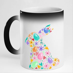 Easter Egg Bunny Floral Holiday 11oz Black Color Changing Mug