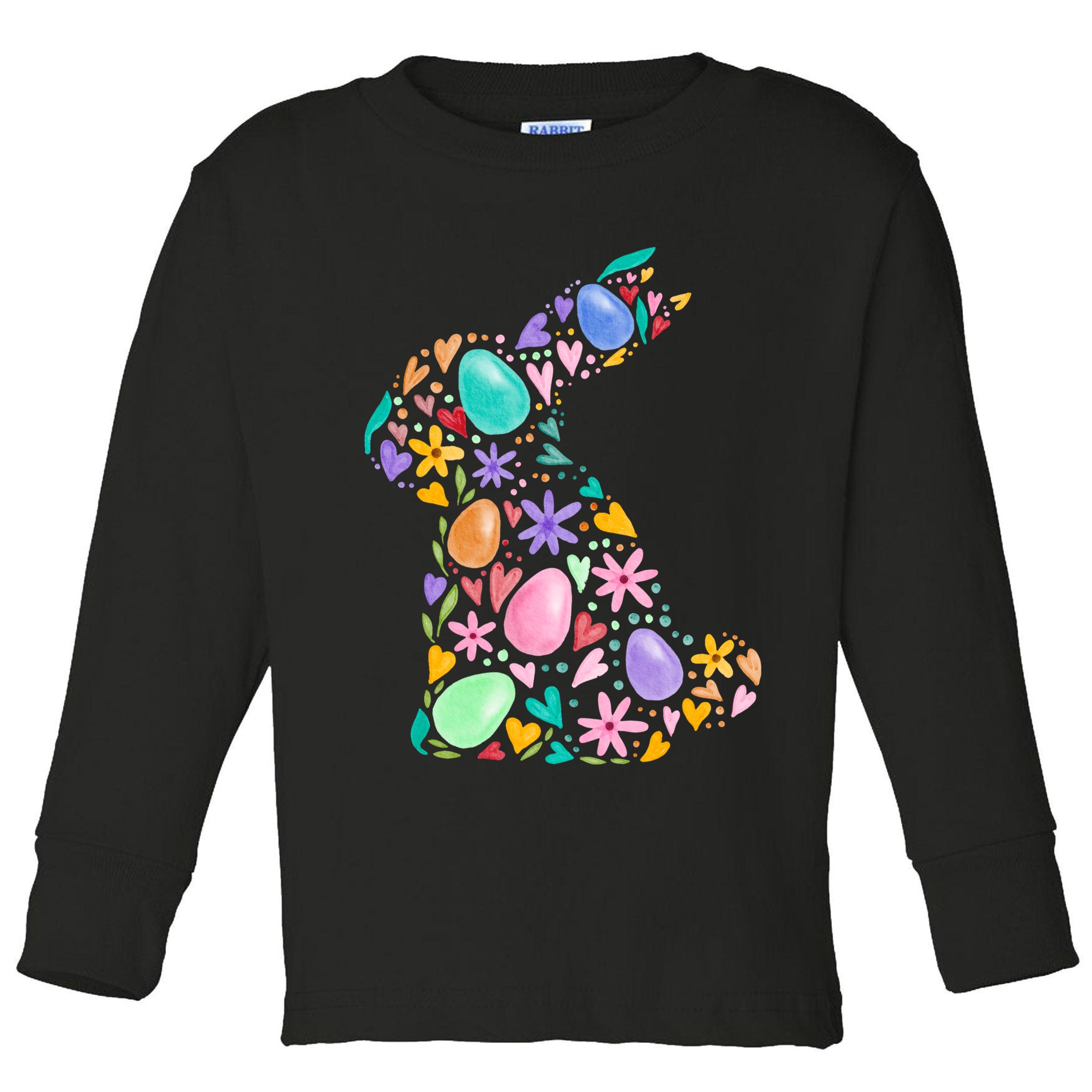 Easter Egg Bunny Floral Holiday Toddler Long Sleeve Shirt