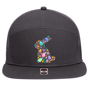 Easter Egg Bunny Floral Holiday 7 Panel Mesh Trucker Snapback Hat