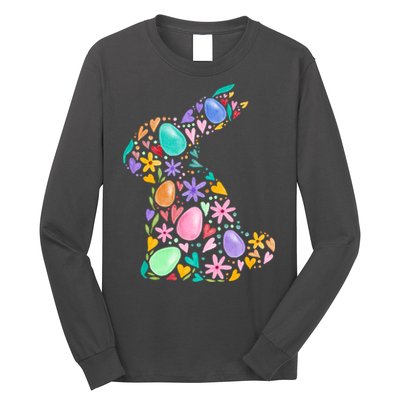 Easter Egg Bunny Floral Holiday Long Sleeve Shirt