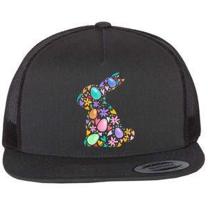 Easter Egg Bunny Floral Holiday Flat Bill Trucker Hat