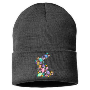 Easter Egg Bunny Floral Holiday Sustainable Knit Beanie