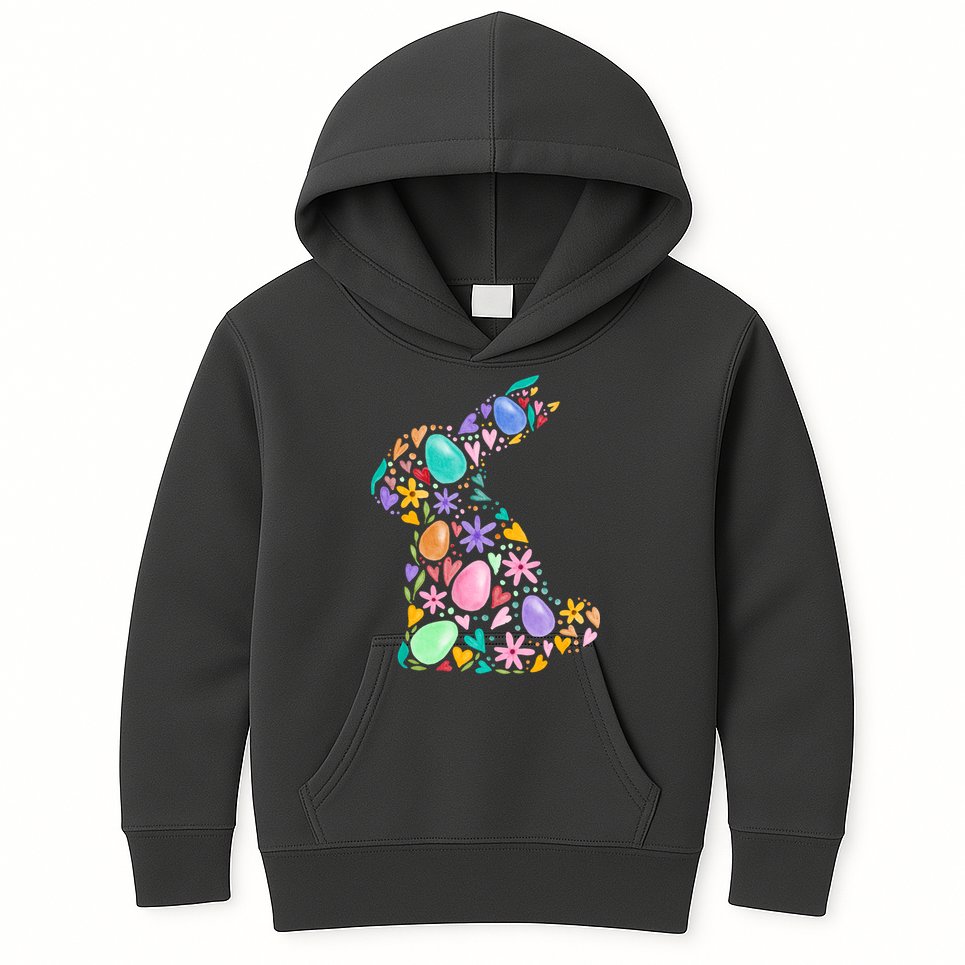Easter Egg Bunny Floral Holiday Kids Hoodie